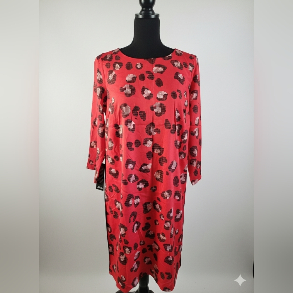 The Limited Red Animal Print Long Sleeve Dress